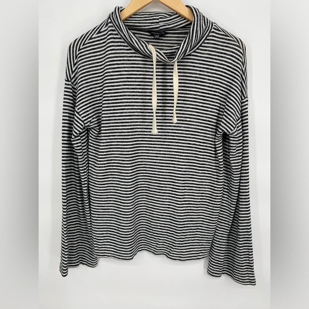 Lucky Brand Women’s Top Cowl Neck‎ Stripes Oversized Classic Drawstring XS